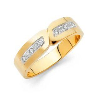 6mm Men's 14K Yellow Gold CZ Men's Wedding Band
